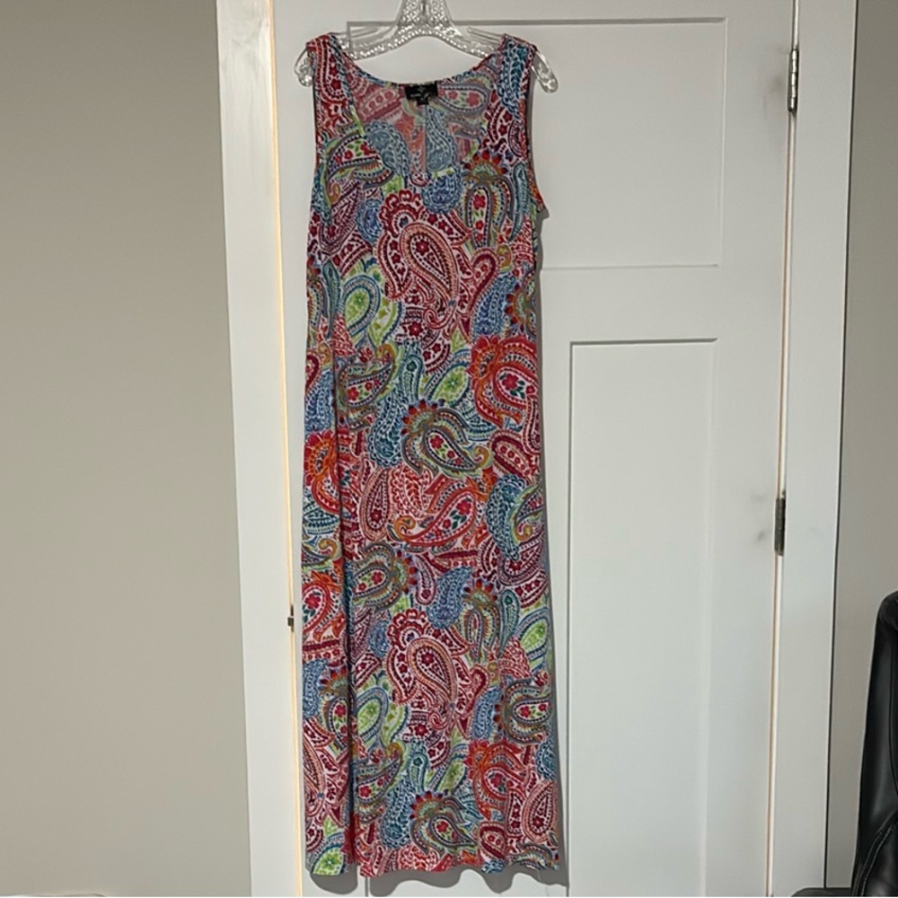 Ronni Nicole Red and Blue A-Line Midi dress